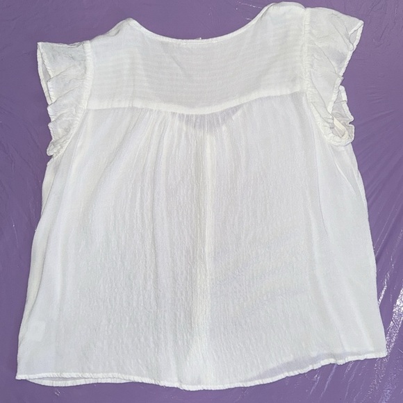 Jane and Delancey White Flutter Sleeve Button Down Shirt - Picture 5 of 6